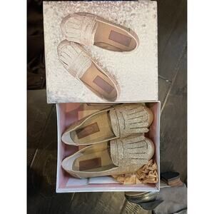 NWB JOYFOLIE GOLD GLITTER MIRABELLA FRINGE LOAFER DRESS SHOES 10 NEW1